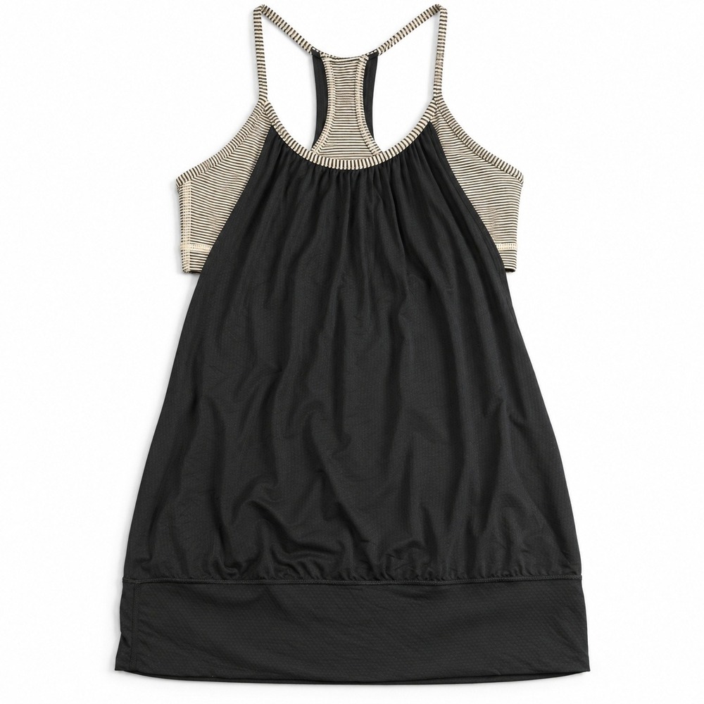 Lululemon No Limits Tank Top Womens Size 6 Built In Bra Black Strappy Yoga